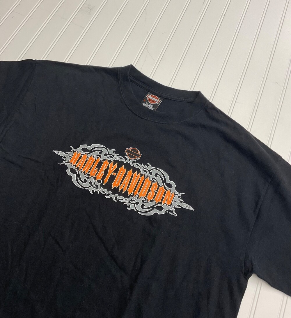 Y2k Vintage Harley Davidson Spartanburg SC Eagle Graphic T-Shirt Black